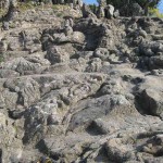 Blick über einen Teil der Figuren, die in Terassen in die Felsen gehauen wurden